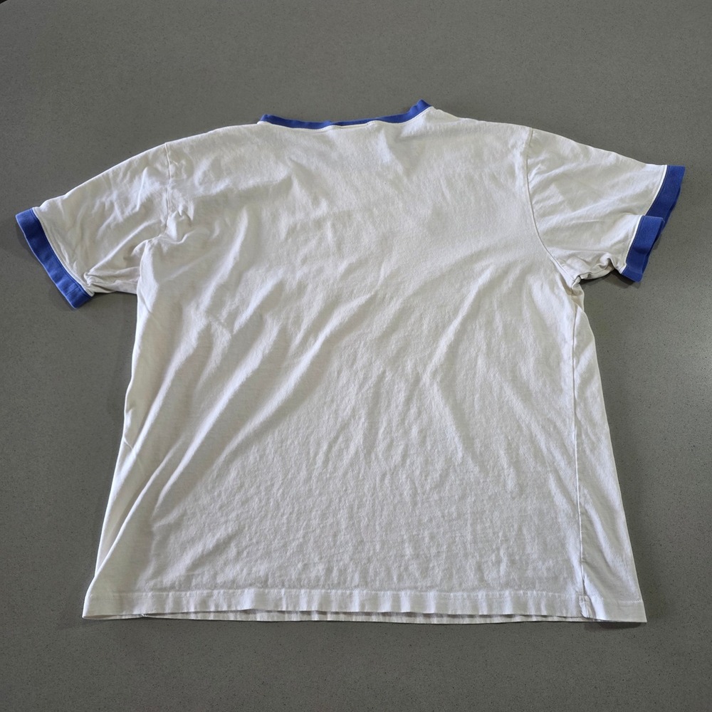 Disney Store Mickey Mouse Motorcycle Ringer Tee White Blue Mens Large 56767 - Picture 8 of 10